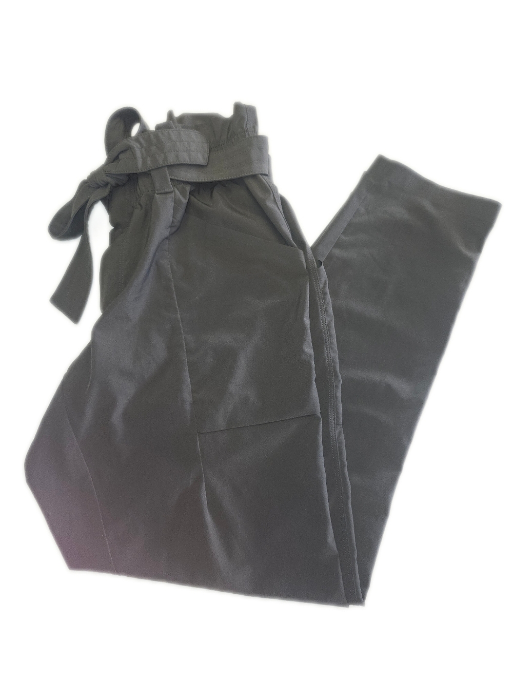 Athleta Skyline Featherweight Stretch Arbor Olive Tie Waist Belted Pants, 6 - Picture 2 of 8